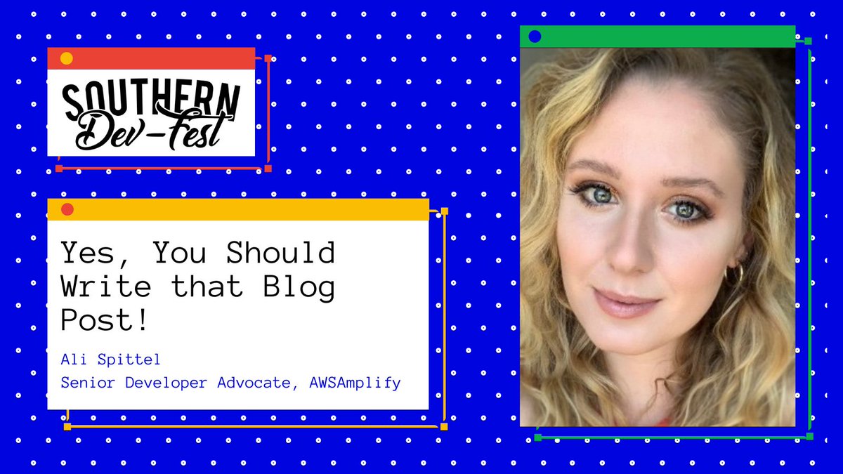 SouthernDevFest.com is proud to announce Ali Spittel
as a speaker at this year's virtual event!

Reserve your spot now at SouthernDevFest.com for the Nov. 7 event.

#DevFest #GDG #SouthernDevFest