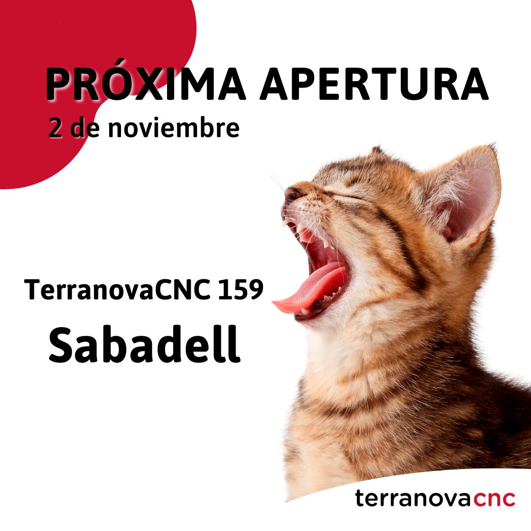 !!NUEVA APERTURA!!

TerranovaCNC 159 abre sus puertas próximamente en Sabadell. 

Horario: Lunes - Viernes: 10:00h a 14:00h / 16:30h a 21:00h.  Sábado: 10:00h a 14:00h / 17:00h a 21:00h

Avenida Matadepera 76- Sabadell.  ❤️🐾

#terranovacnc #animales #mascotas