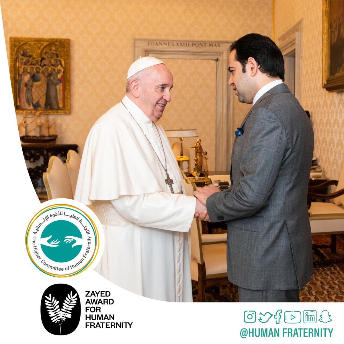 HumanFraternity's tweet photo. Pictures from the meeting of the Judging Committee of #ZayedAwardforHumanFraternity with His Holiness Pope Francis,Head ofthe Catholic Church,who affirmed that the committee has complete impartiality&amp;independence in carrying out its mission
@m_abdelsallam @Pontifex_ar @ZayedAward https://t.co/vCNLeTqEQ0