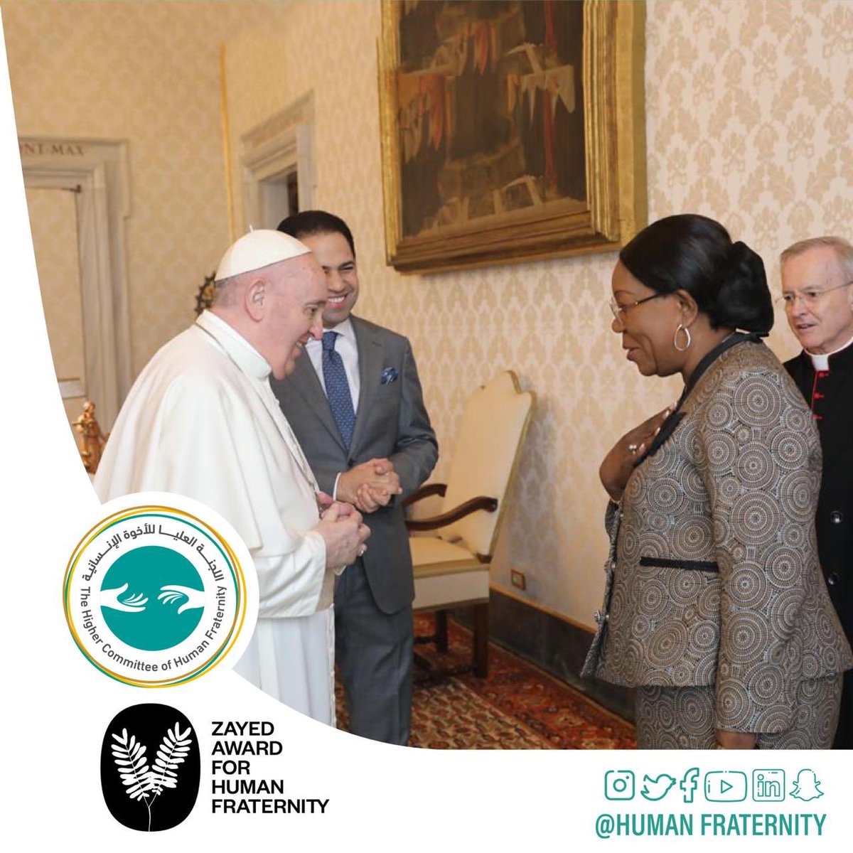 HumanFraternity's tweet photo. Pictures from the meeting of the Judging Committee of #ZayedAwardforHumanFraternity with His Holiness Pope Francis,Head ofthe Catholic Church,who affirmed that the committee has complete impartiality&amp;independence in carrying out its mission
@m_abdelsallam @Pontifex_ar @ZayedAward https://t.co/vCNLeTqEQ0