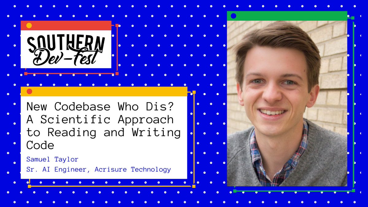 SouthernDevFest.com is proud to announce Samuel Taylor 
as a speaker at this year's virtual event!

Reserve your spot now at SouthernDevFest.com for the Nov. 7 event.

#DevFest #GDG #SouthernDevFest