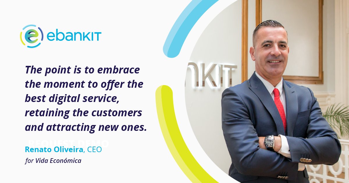 e_bank_it's tweet photo. Renato Oliveira, ebankIT's CEO, was interviewed by Vida Economica.
He talked about how financial institutions are capitalizing on digital transformation to serve customers.
Read the interview: https://t.co/jlc2uSEKIi
#ebankit #codeyourlife #news&press #digitaltransformation https://t.co/OVF3o18dS4