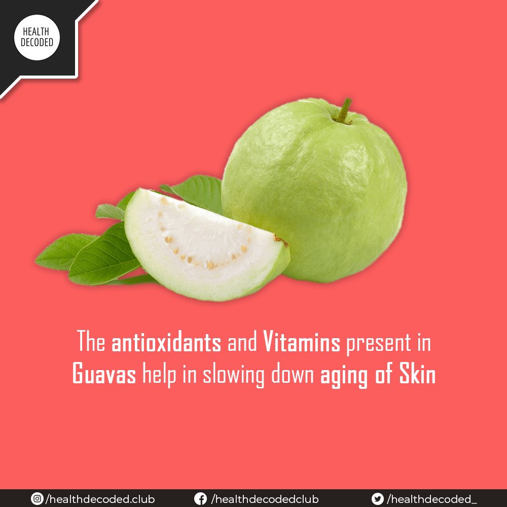 HealthDecoded_'s tweet photo. Guava is packed with vitamin C, which boosts collagen production to smooth skin. Two cups of guava per week is the perfect dose of this anti-aging powerhouse.

#healthdecoded #guava #GuavaFacts #Antiaging #ReverseAgeing #StopAgeing #GlowingSkin #WrinkleFreeSkin #Collagen https://t.co/eLtdBVPvjb