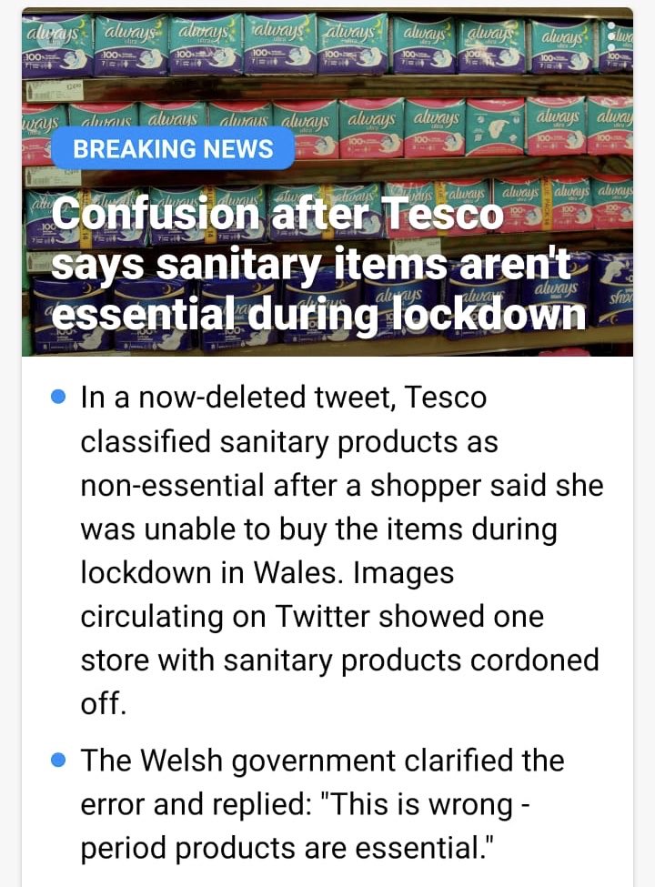 RedBoxProject's tweet image. Oh @Tesco 🤦‍♀️

Periods don’t stop for pandemics - and period products are DEFINITELY essential