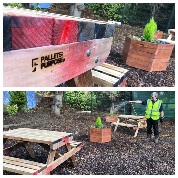 focus_logistics's tweet photo. It's incredible what can be achieved with a bit of Focus ♻️
'Pallets For Purpose' is the waste transformation #CSR  initiative that we used to assist @WatesGroup create a 'garden oasis' for a @Brent_Council and @barnardos children's centre 🦋 🐝🌱
#loveconstruction #mentalhealth https://t.co/7MWf7J8aGI