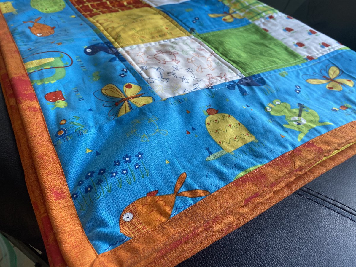 Second #patchwork #quilt I made yesterday as an order for a #babygift. I adore these bright primary colours <a href="/ModaFabrics/">ModaFabrics</a> #sandygervais #LaterAlligator #MadeInCavan #Embroidered