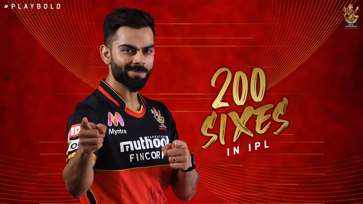 RCBTweets's tweet photo. Captain Kohli becomes the 1st batsman in IPL history to hit both 2️⃣0️⃣0️⃣ sixes and 5️⃣0️⃣0️⃣ fours! 🔝🤴🏻 

TRAILBLAZER! 🔥🔥🔥

@imVkohli
#PlayBold #IPL2020 #WeAreChallengers #Dream11IPL2020 https://t.co/hvHafYRiwA