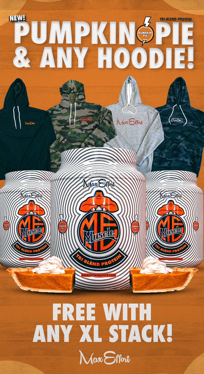 New Pumpkin 🎃 🥧 Pie Protein
+ Hoodie with XL stack today!!!
Amazing Deal @maxeffortmuscle
https://t.co/454dk3m3Ly https://t.co/WLKFN96YCr