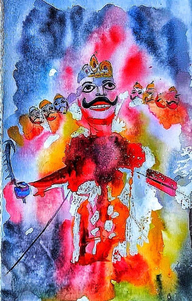 Vijayadashami.... . Day 91 . . . #vijay #vijayadashami #vijayadashmi #ravaan #dahan #dashami #durga #durgapuja #durgapuja2020 #ram #ravan #ravandahan #festivals #festival #watercolor #watercolourpainting #painting🎨 #painting #artwork #100daysofsketchingofficial