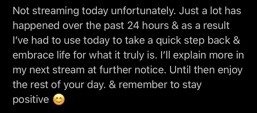 My explanation on today’s postponed stream #StayPositive😊 #EmbraceLife #WorkOnYourselfFirst1️⃣ https://t.co/97Dd9IRKtr