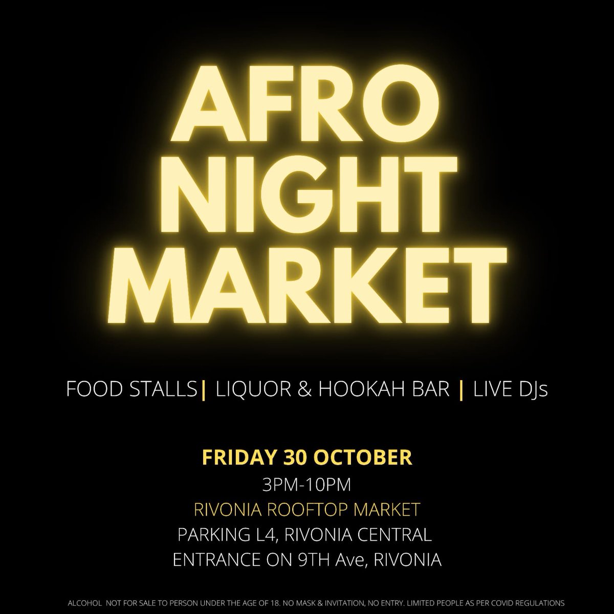 Don’t miss out Afro Night Market @rivrooftopmrkt please Save the date #RivoniaRooftop https://t.co/Hu66SNzggW