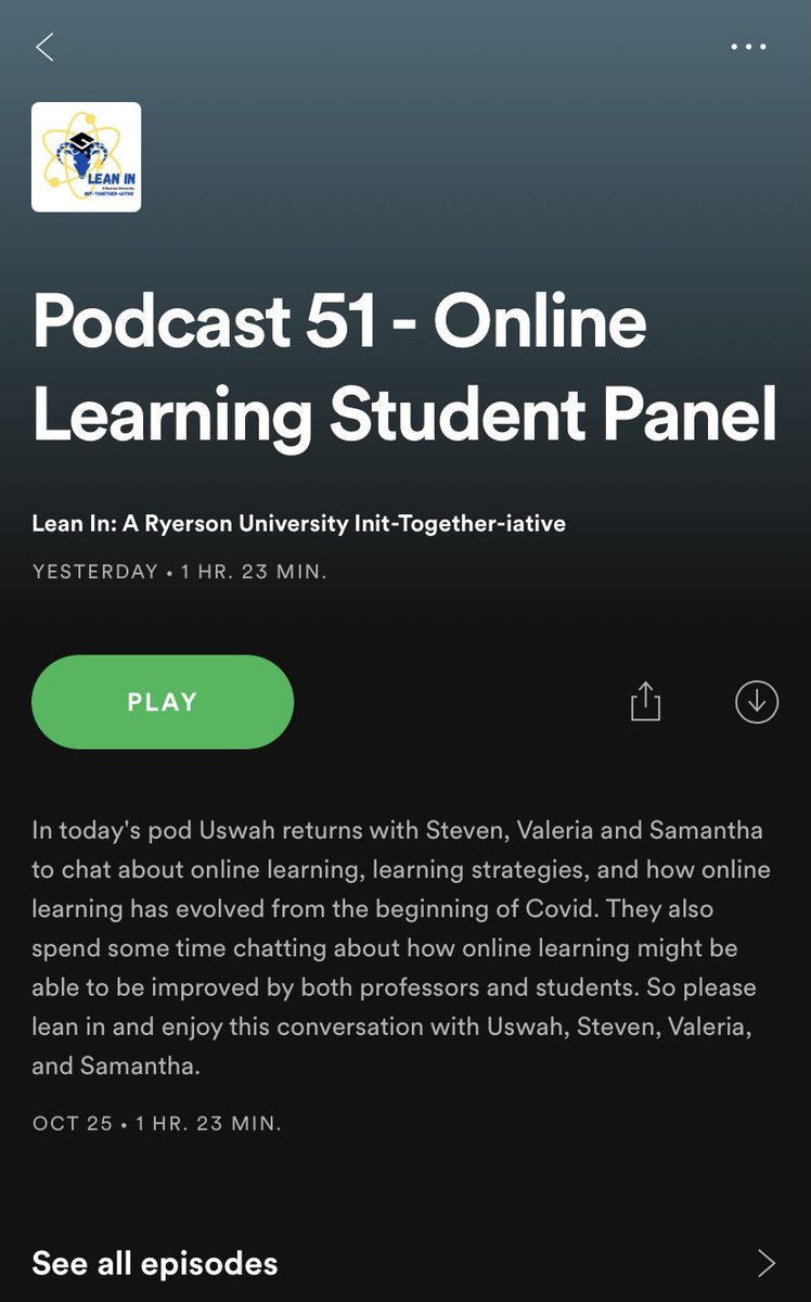RyersonChemBio's tweet image. ❗️New pod out❗️ Check it out at Lean In: A Ryerson University Init-Together-iative on Spotify and Apple Music