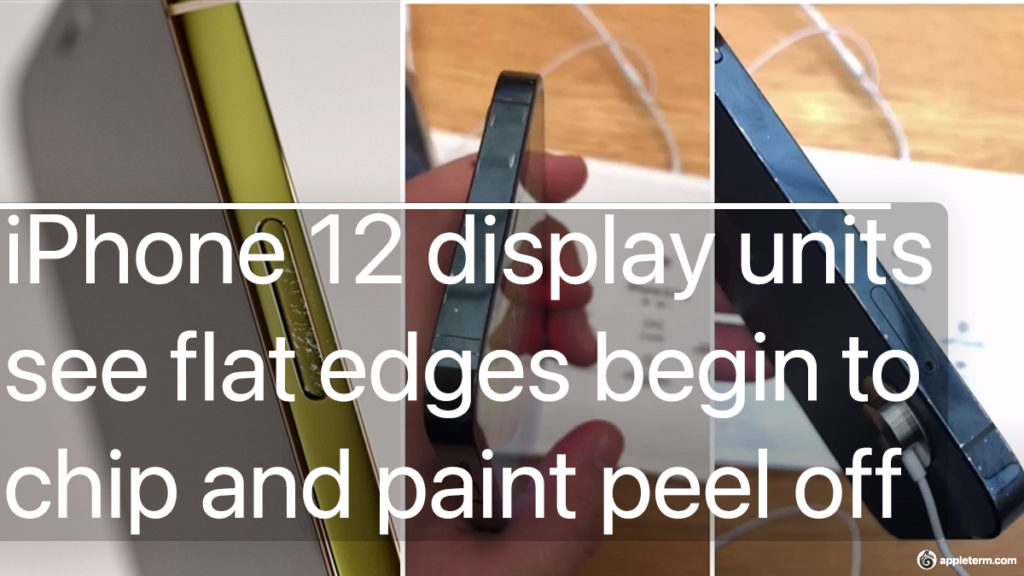 AppleTerminal's tweet photo. News:
#iPhone12 display units are starting to see paint chip away from the flat edges, while likely due to the frequent handling of the device, it raises concerns for typical customers.
https://t.co/PVxx2lORZ2
#Apple #AppleNews #iPhone https://t.co/g72uY6opi6