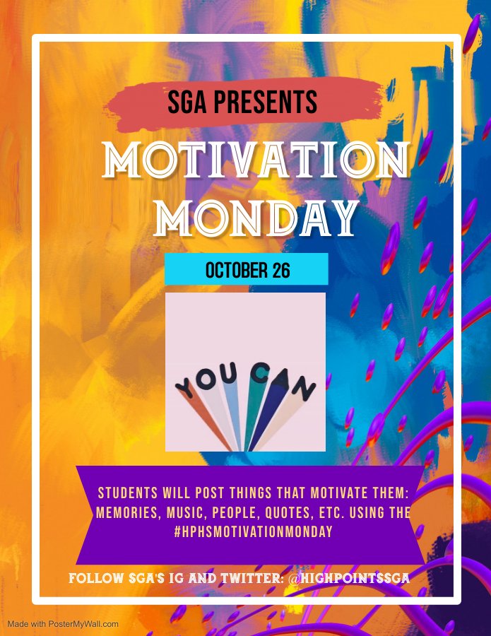 High Point HS (@highpointhigh) on Twitter photo STUDENTS: Today is the first day of our Virtual Spirit Week! Tag <a href="/highpointssga/">HPHS SGA</a> on Twitter and Instagram share things that motivate you (memories, movies, quotes, people, songs, etc.).
@HPHSPrincipal <a href="/HighPoint_AD/">High Point-Eagle Nation</a> <a href="/hphsdance/">High Point HS Dance</a> STUDENTS: Today is the first day of our Virtual Spirit Week! Tag <a href="/highpointssga/">HPHS SGA</a> on Twitter and Instagram share things that motivate you (memories, movies, quotes, people, songs, etc.).
@HPHSPrincipal <a href="/HighPoint_AD/">High Point-Eagle Nation</a> <a href="/hphsdance/">High Point HS Dance</a>