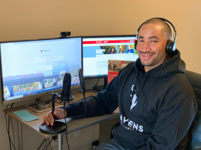 CU_President's tweet photo. A real pleasure to take part in The Talking Raven Podcast (episode #3) with host @Stenleytothe. Tune in to hear why I think @carleton_future students should all consider joining the great @Carleton_U community! All episodes here: https://t.co/b2PyrLP7uE https://t.co/2kYSFTg796