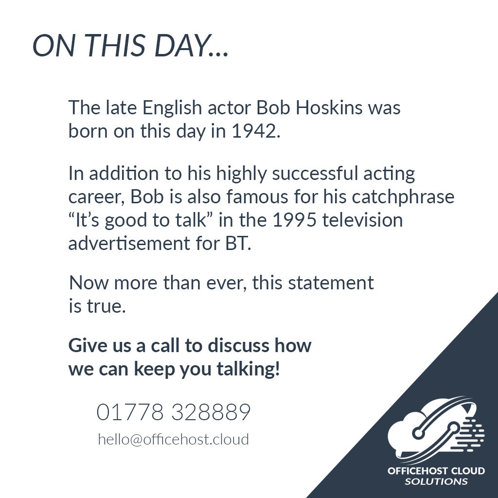 OfficehostCloud's tweet photo. It's good to talk... let us help to keep your business talking.

#OnThisDay #hosted #voip #BusinessPhones #ItsGoodToTalk https://t.co/pZNFb9Afy3