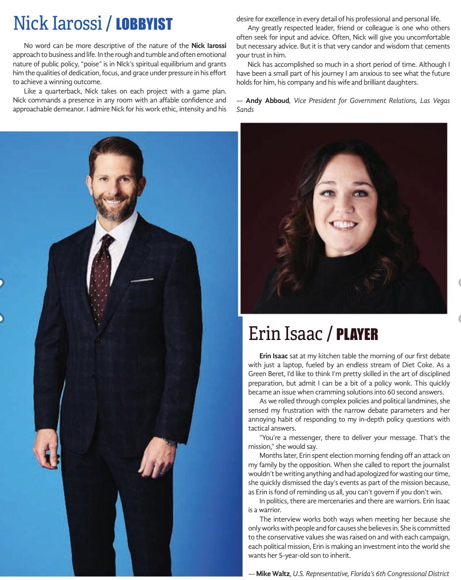 CapCityConsult's tweet photo. Spotted 👀: CCC Founding Partners @NickIarossi and @RonLaFace on the 2020 Influence 100 List. Well deserved! #FlaPol @PeterSchorschFL #influence100 https://t.co/iHe9dqHc92