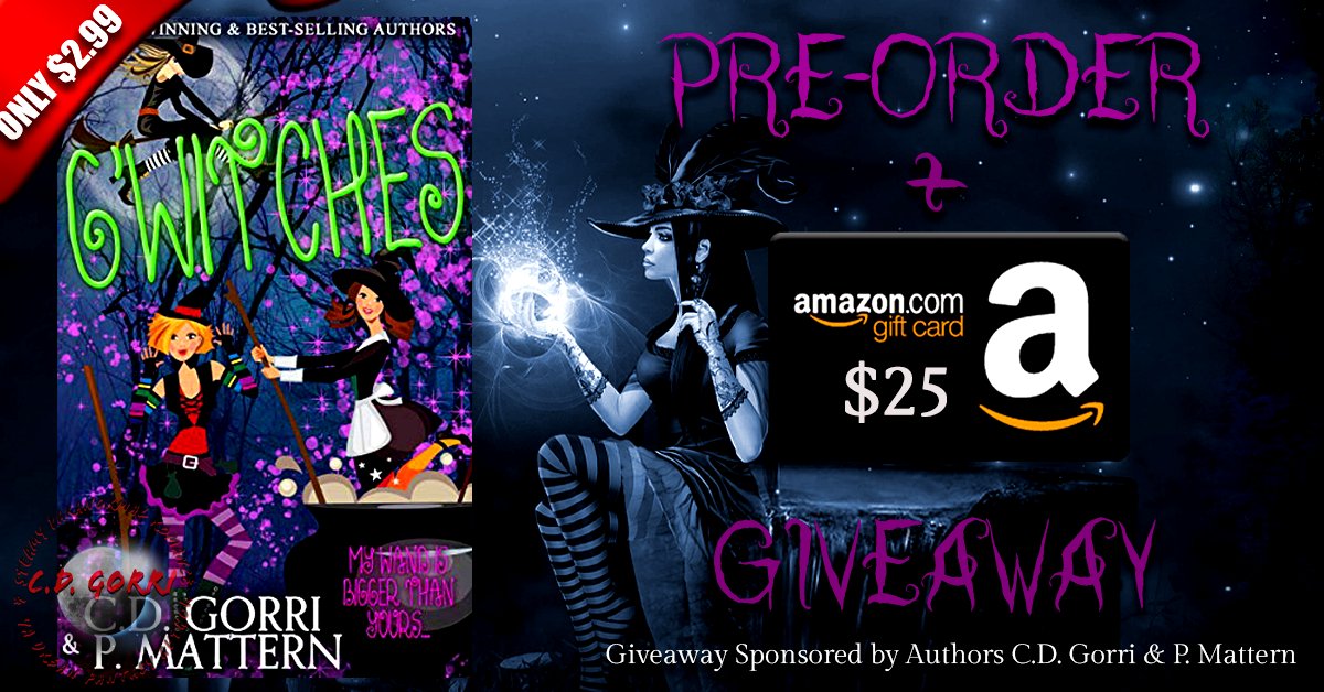 cgor22's tweet photo. #Preorder G'Witches and enter or $25 Giftcard #giveaway below!
"My wand is bigger than yours!"
https://t.co/sMxYYrEB7S
#urbanfantasy #teenreads #cleanreads #halloweenreads #chbbpublishing #cdgorribooks #pmatternbooks https://t.co/dMFiuCgFJk