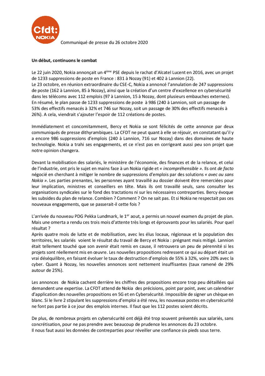 CFDT Nokia tweet media