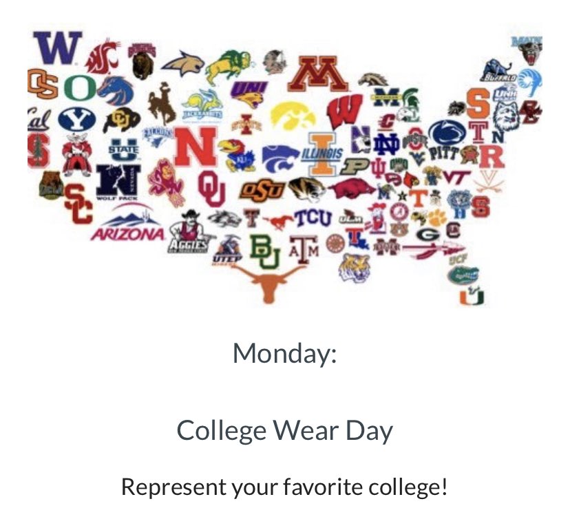 decaofhs's tweet photo. It is spirit week – show your Bengal pride!  Today is college wear! https://t.co/JzdKRnFQQ0