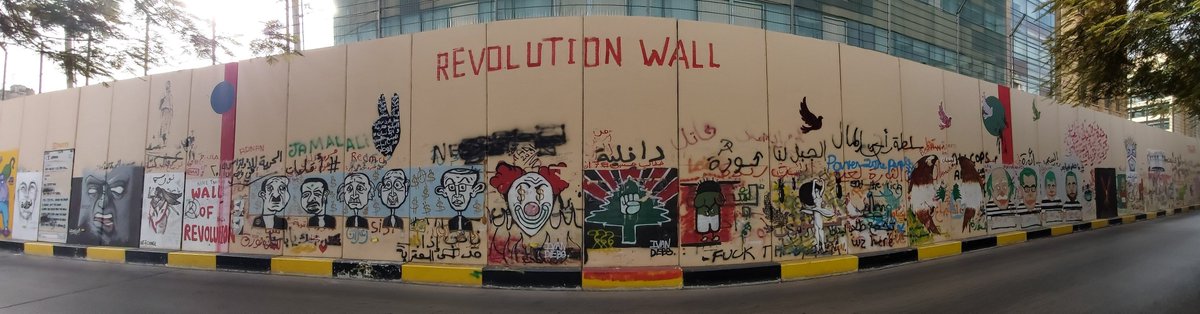 I was walking around Gemayze, Mar Mikhael, and Martyrs' Square and took some pictures of graffitis and a couple of other things that pretty much illustrate the situation in  #Lebanon. Thread.