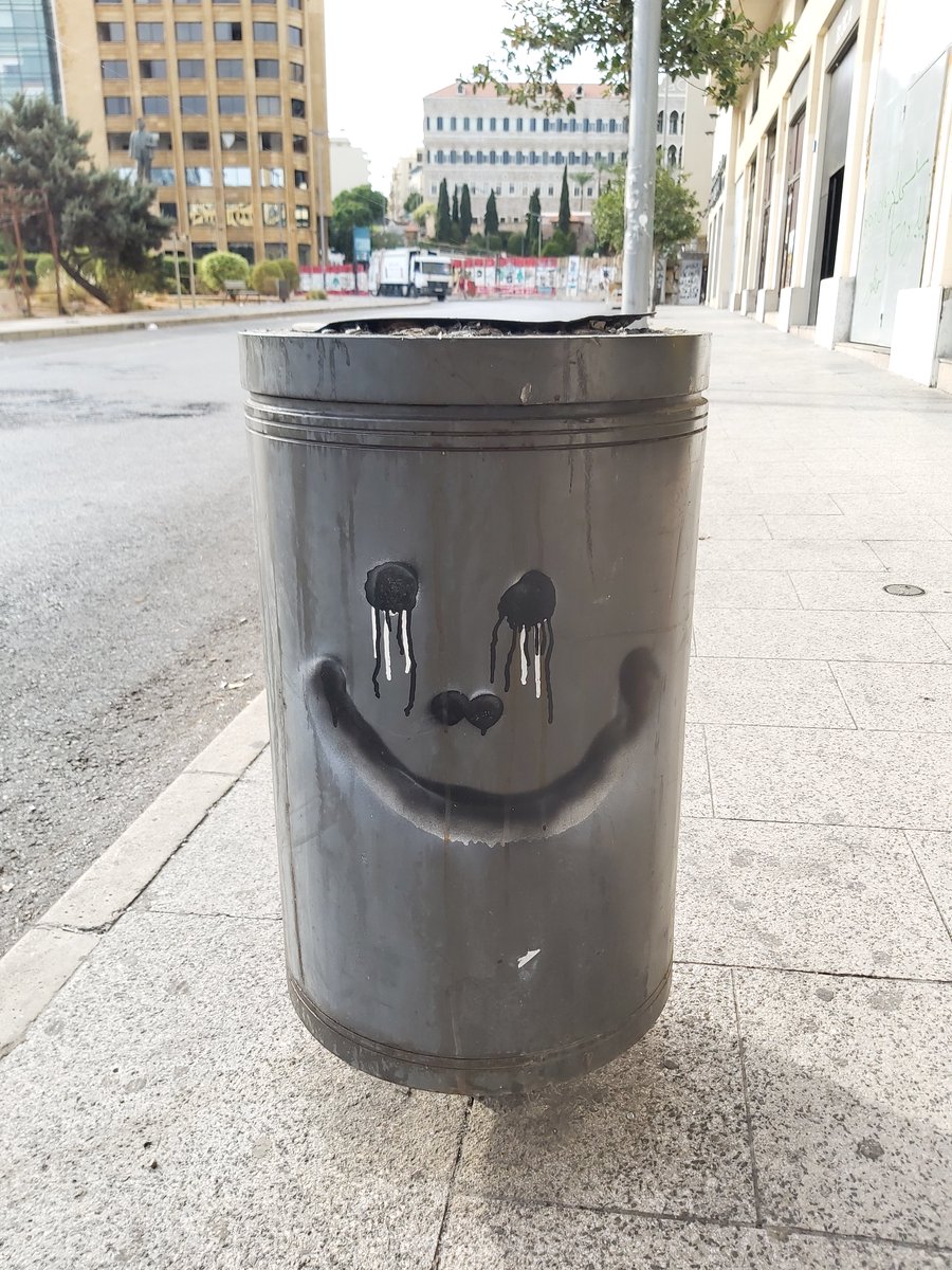 2/ With Hariri being re-re-designated, this trash can represents pretty much the situation in the country: مضحك مبكي.