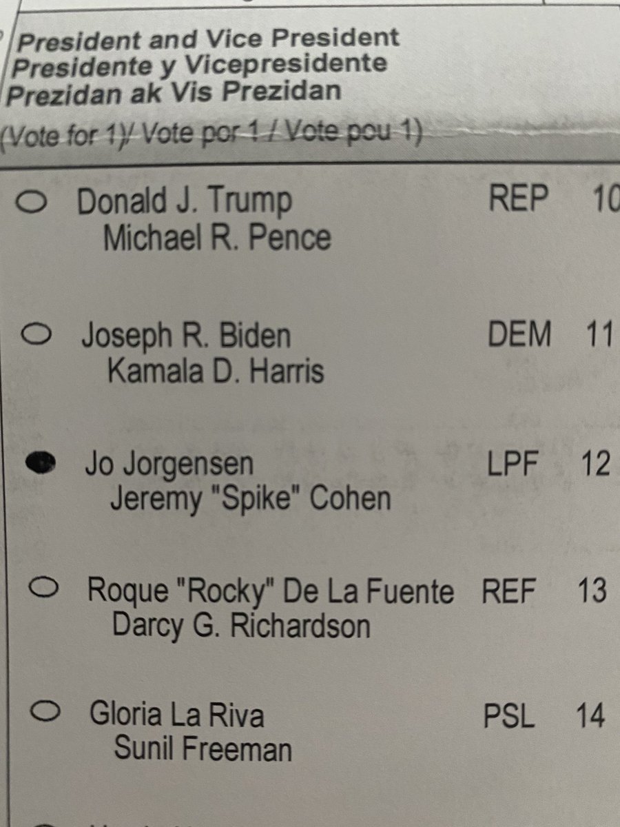 BuenoForMiami's tweet photo. Another Florida Vote for @Jorgensen4POTUS 

Because #ShesWithUs #TeamGold #AllYourFreedomsAllTheTime https://t.co/96rdG2eb8b
