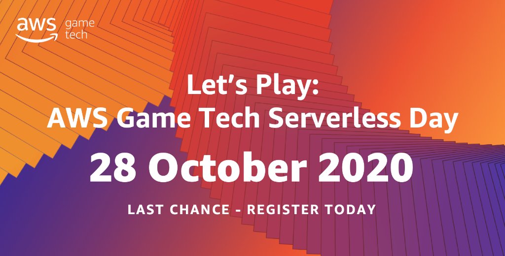 Looking to scale your game globally &amp; reduce infrastructure costs? You can still register to learn more about the benefits of using pay-as-you-go serverless solutions powered by AWS.

Join us for AWS Game Tech Serverless Day! go.aws/34aOIkR #GameDev