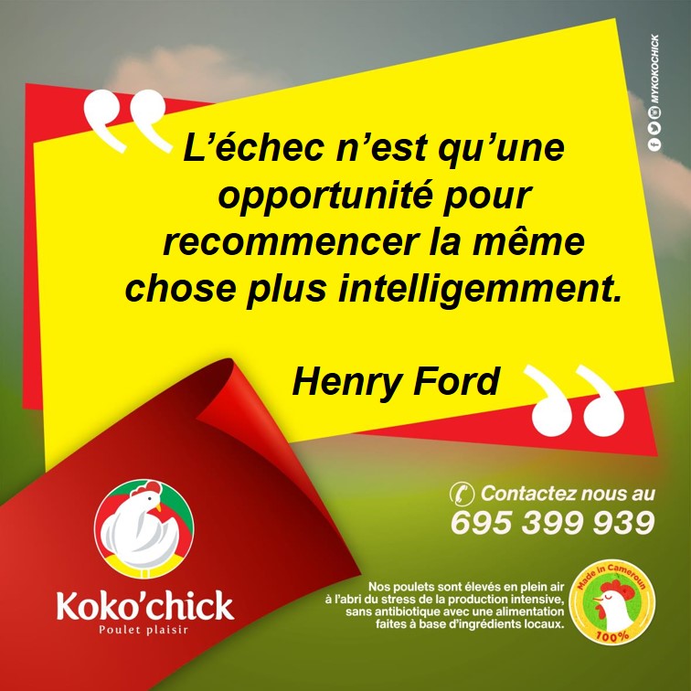 L’échec n’est qu’une opportunité pour recommencer la même chose plus intelligemment.

Henry Ford

#KokoChick
#Pouletplaisir