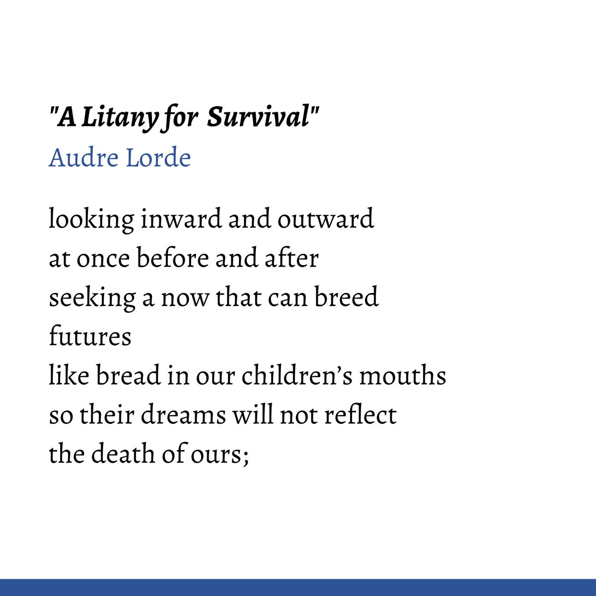 Black poetry: Today's poem was written by Audre Lorde! Read the rest here: poetryfoundation.org/poems/147275/a…