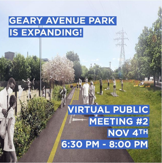 LURAConsulting's tweet image. Save the date! Wednesday November 4th is the second virtual public meeting for @TorontoPFR&apos;s expansion of Geary Avenue Park, part of the #GreenLineTO! We&apos;ll be joined by @DTAHtoronto who will be sharing the park concept for feedback! 

Learn more at Toronto.ca/GearyAvenuePark
