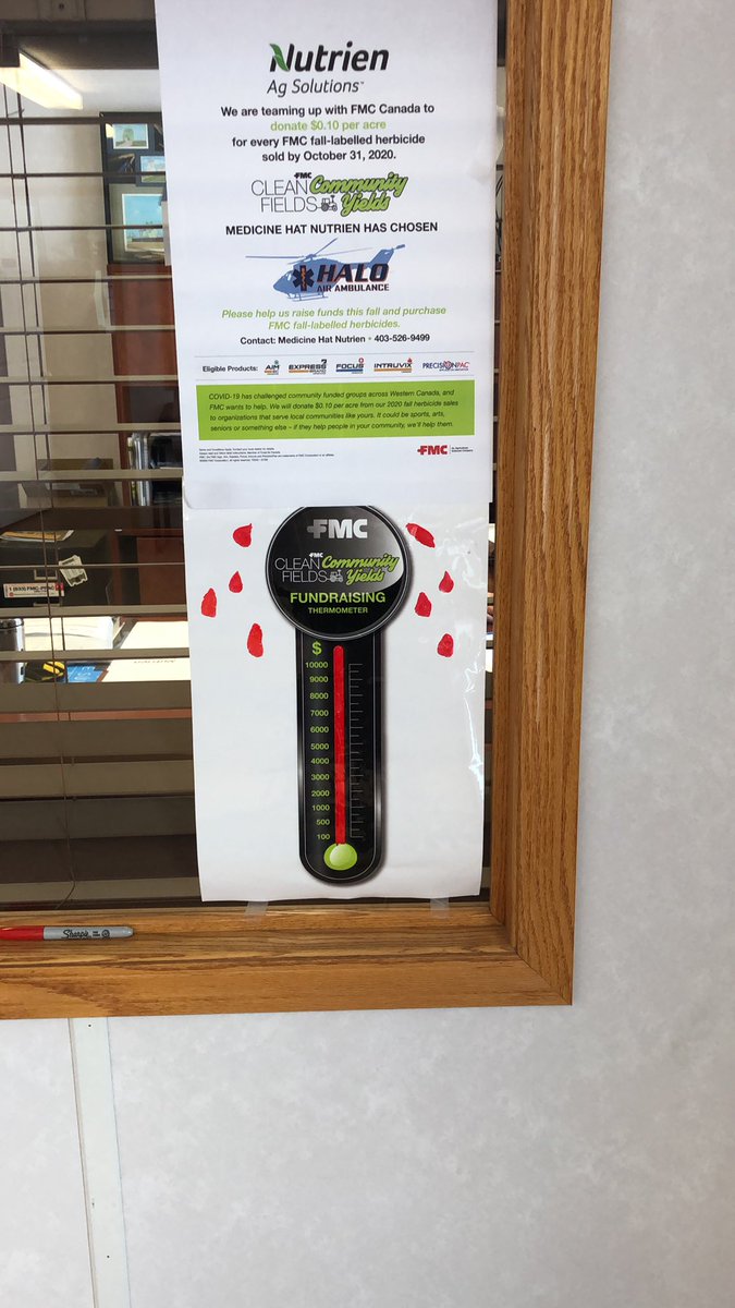 BrandonAngle5's tweet photo. We hit our personal target and couldn’t do it without the support of our great customers. We surpassed our $10,000 target to donate to our local air medical team in southern Alberta. Also huge shout out to FMC for doing this promo with us at nutrien ag med hat #nutrien #halo #fmc https://t.co/yPNIJRHUm4