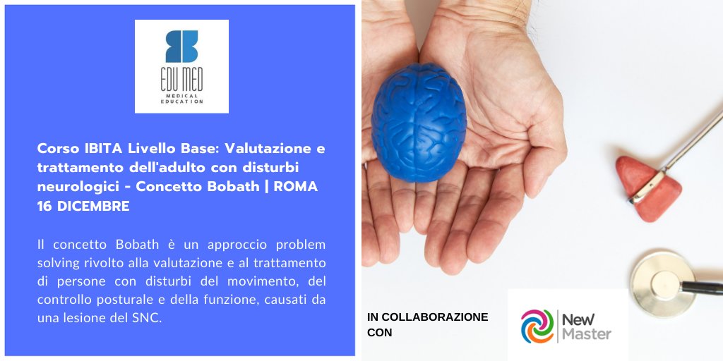 EdumedB's tweet photo. >> Corso IBITA Livello Base: Valutazione e trattamento dell'adulto con disturbi neurologici - Concetto Bobath
▶ ROMA, 16 dicembre 2020
https://t.co/UqylRVqwtT
#edumed #formazione #fisioterapisti https://t.co/wze8QhzGSm