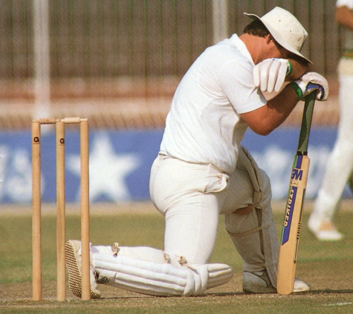 A disbelieving Mike Gatting is given out lbw for 0 in the 1st Test of the infamous 1987-88 Pakistan v England series. The umpire, Shakeel Khan, made some terrible decisions in the match to add to those he made in a tour match a week earlier. It was downhill from here ...