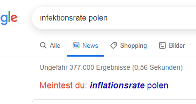 Google traut Polen offenbar nicht mal Infektionen zu.