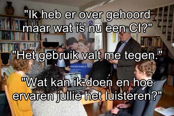 Cochleair Implantaat? Deel ervaringen of krijg antwoorden en informatie.  OPCI huiskamerbijeenkomst 3/1 ONLINE: ow.ly/ktqP50BjfEs

(*GEWIJZIGD NAAR ONLINE VANWEGE CORONAMAATREGELEN*)