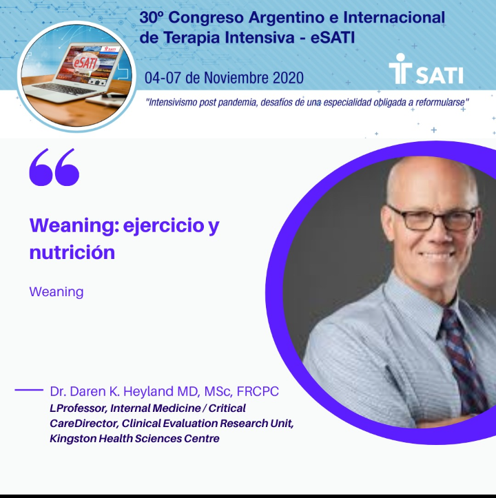¿Cuánto sabes de Ejercicio y Nutrición en el Weaning del paciente crítico? 

No te pierdas a <a href="/DarenHeyland/">Daren Heyland</a> este año en #eSATI2020

<a href="/SATIarg/">SATI</a> 

Thank you dr <a href="/DarenHeyland/">Daren Heyland</a>  for your participation. It is an honor to have your experience and knowledge