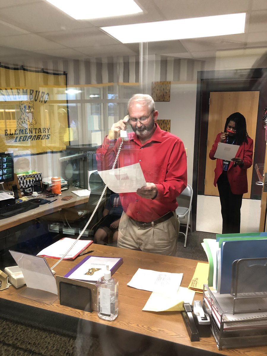 SES__Principal's tweet photo. SES is celebrating Red Ribbon Week  this week with a myriad of activities.  Salemburg mayor, J. Warren, speaks to students during morning announcements to encourage them to participate in drug prevention activities throughout the year. https://t.co/gujqutLksU