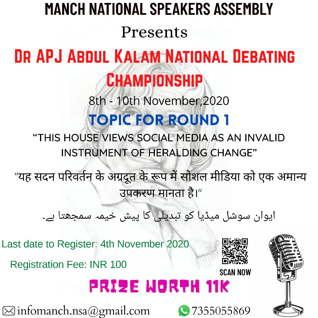 ManchNsa's tweet photo. Grab the opportunity
Register now!

Last date of Registration is 4rth November
Last date to send Pre- Recorded video is 5th November

Registration link - https://t.co/wuQKjYehc5 https://t.co/oFIDR7Ayq8