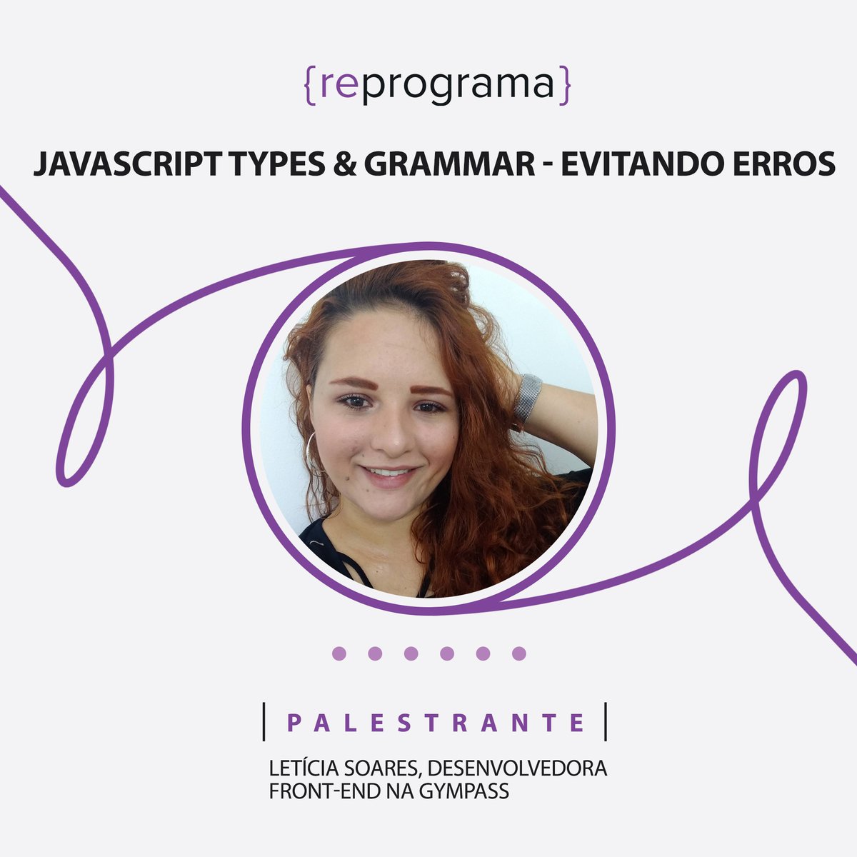 ReprogramaBr's tweet photo. O meetup é na próxima terça-feira, às 20h. Inscrições e todas as informações no link: https://t.co/rcI1uyFADt
#meetuponline #devgirls #reprograma #eventogratuito #tecnologia #mulheresnatecnologia #javascript #types #grammar https://t.co/GYTqIHOJUK