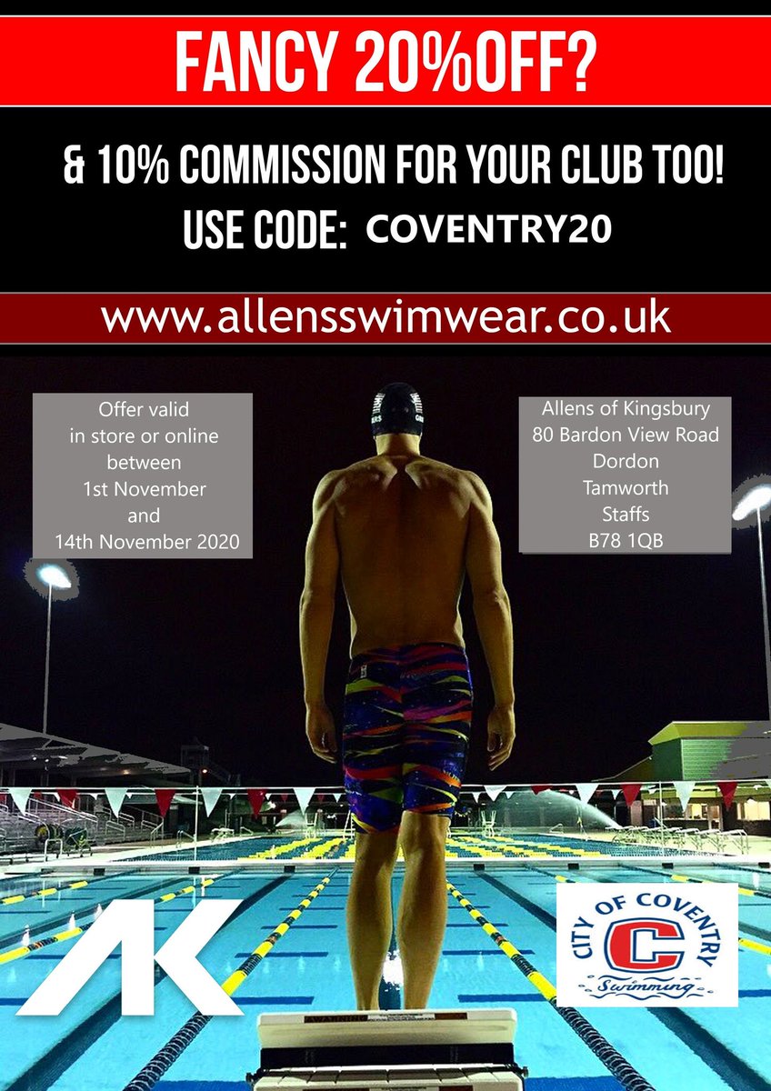 SwimCoventry's tweet image. Get your orders in early for Christmas! 20% off Allens of Kingsbury with this voucher on purchases in store or online between 1-14th November...

@curtainsblinds 
@cvlifenews 

#COCSC #bethebestyoucanbe