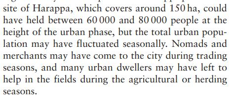 Even this combined population is not even half of the estimated population of a single city of Harappa. As per Harappan archaeologist JM Kenoyer, the city hosted from 60000-80000 population during it's peak.
