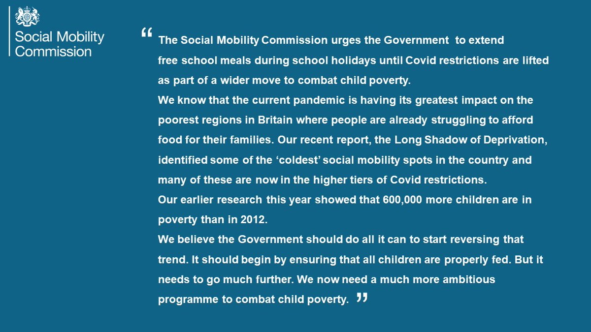 Read our statement in support of @MarcusRashford's campaign to extend free school meals into the holidays 👇 We need a much more ambitious programme to combat child poverty. #endchildfoodpoverty #nochildshouldgohungry #fsm