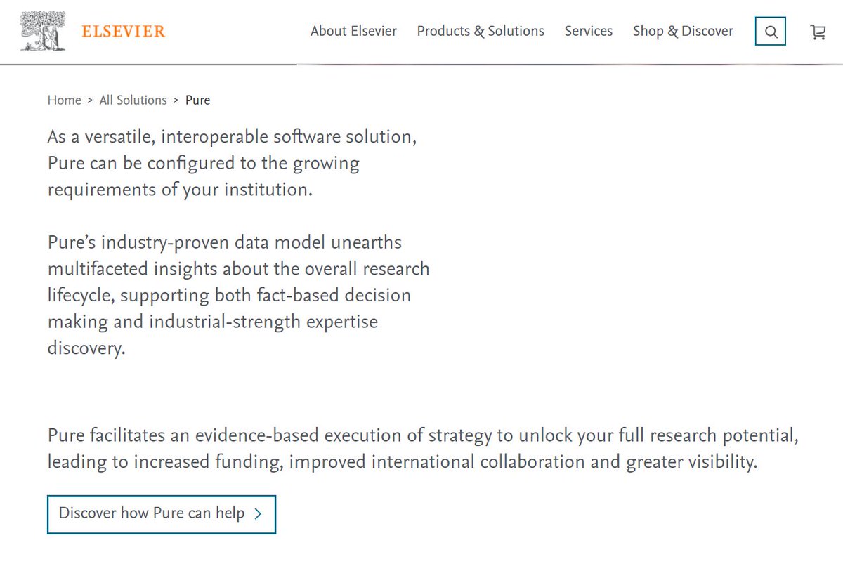 Systems like Elsevier Pure are marketed to Research Managers, and every bit of their design shows that. Universities and institutions who use its "industry-proven data model" to create automated profiles for their researchers are making a big mistake (never mind  @DORAssessment)