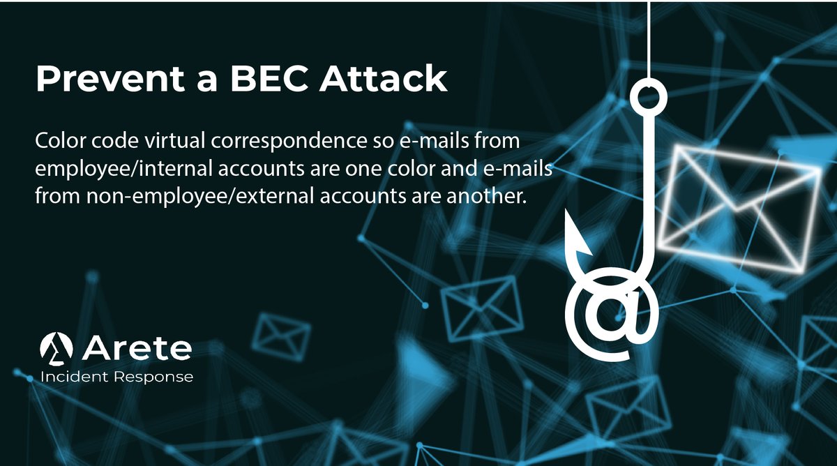 Arete_Advisors's tweet image. Business Email Compromise #DYK of the week!

One way to spot a #spoofedemail is by color-coding virtual correspondence so that #emails from internal accounts are one color, and emails from external accounts are another.

Click here to learn more: bit.ly/3kdwViH
