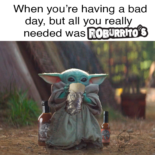 Roburritos's tweet photo. Anyone else excited for mandalorian this week??  Like and share this to win a free gift card this Friday for the premiere! https://t.co/ALtPoSnRYd