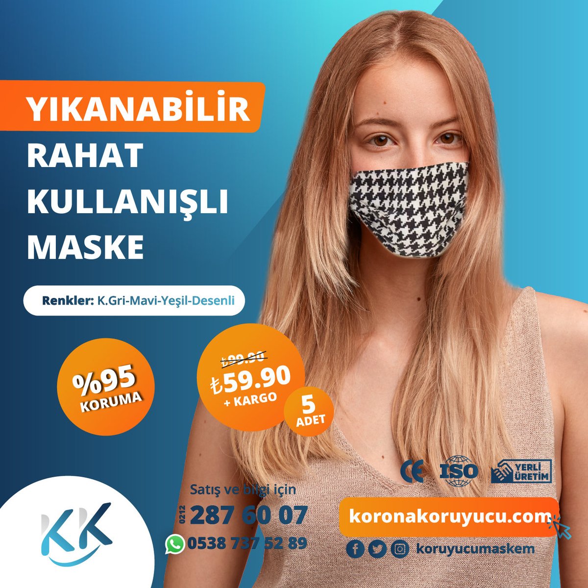 Satış ve Bilgi için;
📱0538 737 52 89
☎️ 0212 287 60 07
🔍koronakoruyucu.com
#koruyucumaskem #maske #yıkanabilirmaske #mask #washablemask #corona #covid19 #metalklipslimaske #desenlimaske #filtrelimaske #renklimaske #istanbulmaskesatışı #DikkatDikkat