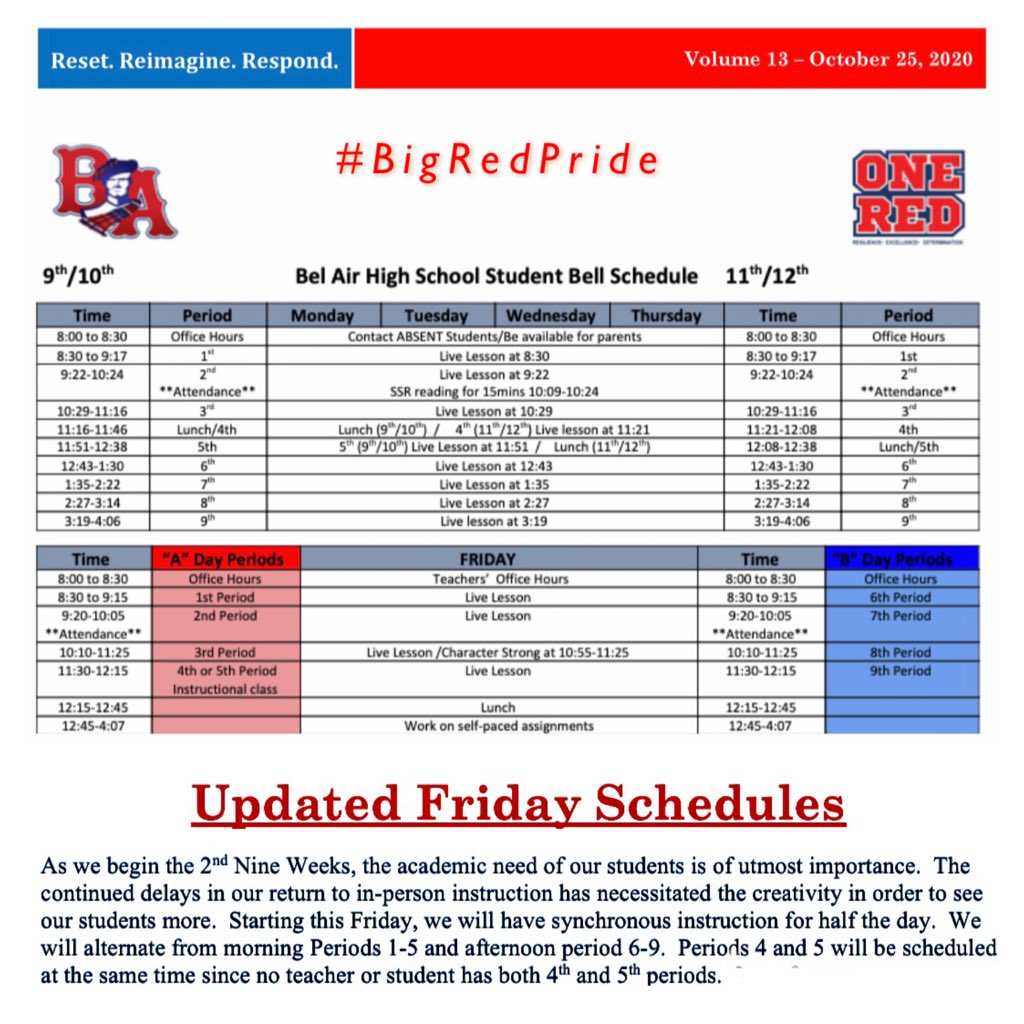 Bel2024's tweet photo. Welcome back Highlanders! We missed you! #MakeEveryDayCount #BePresentBeActive #BigRedLovesYou #MakeEveryDayAmazing #BigRedPride @BelAirStuco @BelAirHigh @CharlieGarciaBA https://t.co/2Rd6dcf3gg