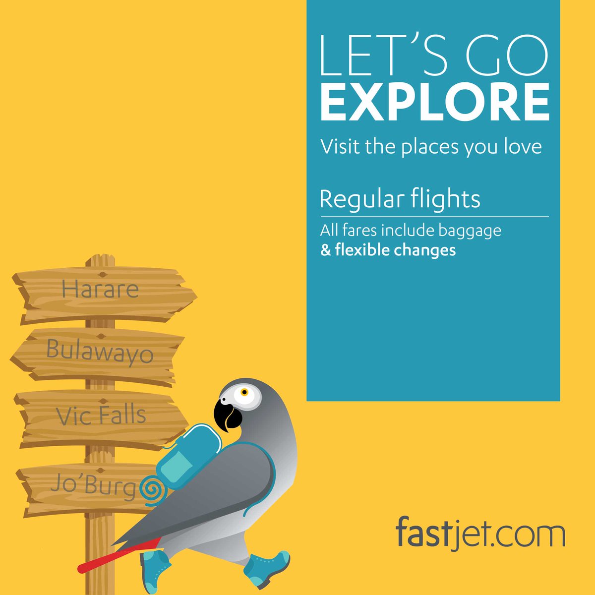 fastjet's tweet photo. Fastjet flights, regular services, flexible fares, baggage included.
Book early for the best value fares
#LetsGoExplore #Harare #Bulawayo #VictoriaFalls #Johannesburg https://t.co/9kQZTnoZsa