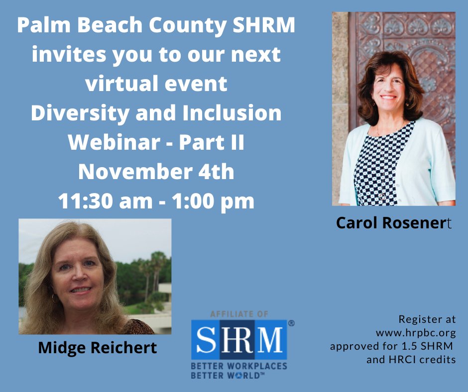 pbcshrm's tweet photo. We are continuing the discussion with Part II of our Diveristy and Inclusion webinar. Race, Ethnicity and Religion https://t.co/9ds26PoP6c